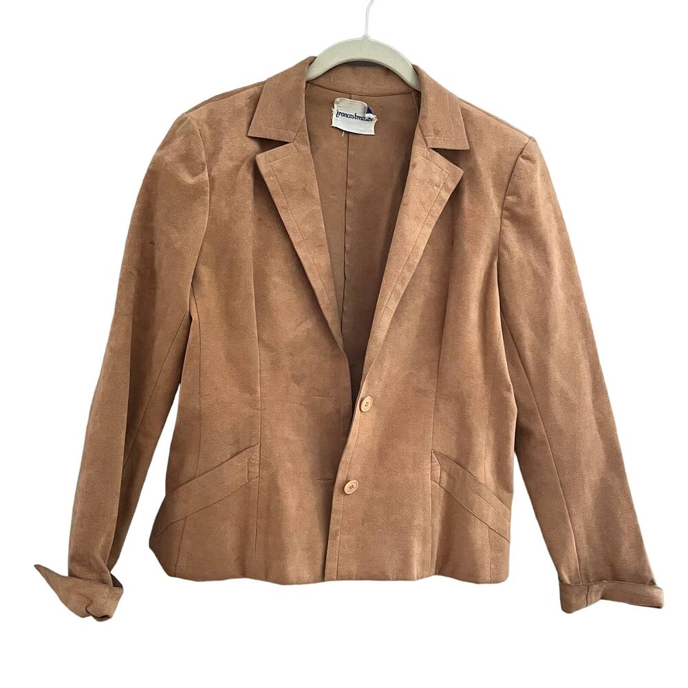 Francis Brewster Tan Ultra Suede Mollie Pannis Vintage Jacket-Size 10